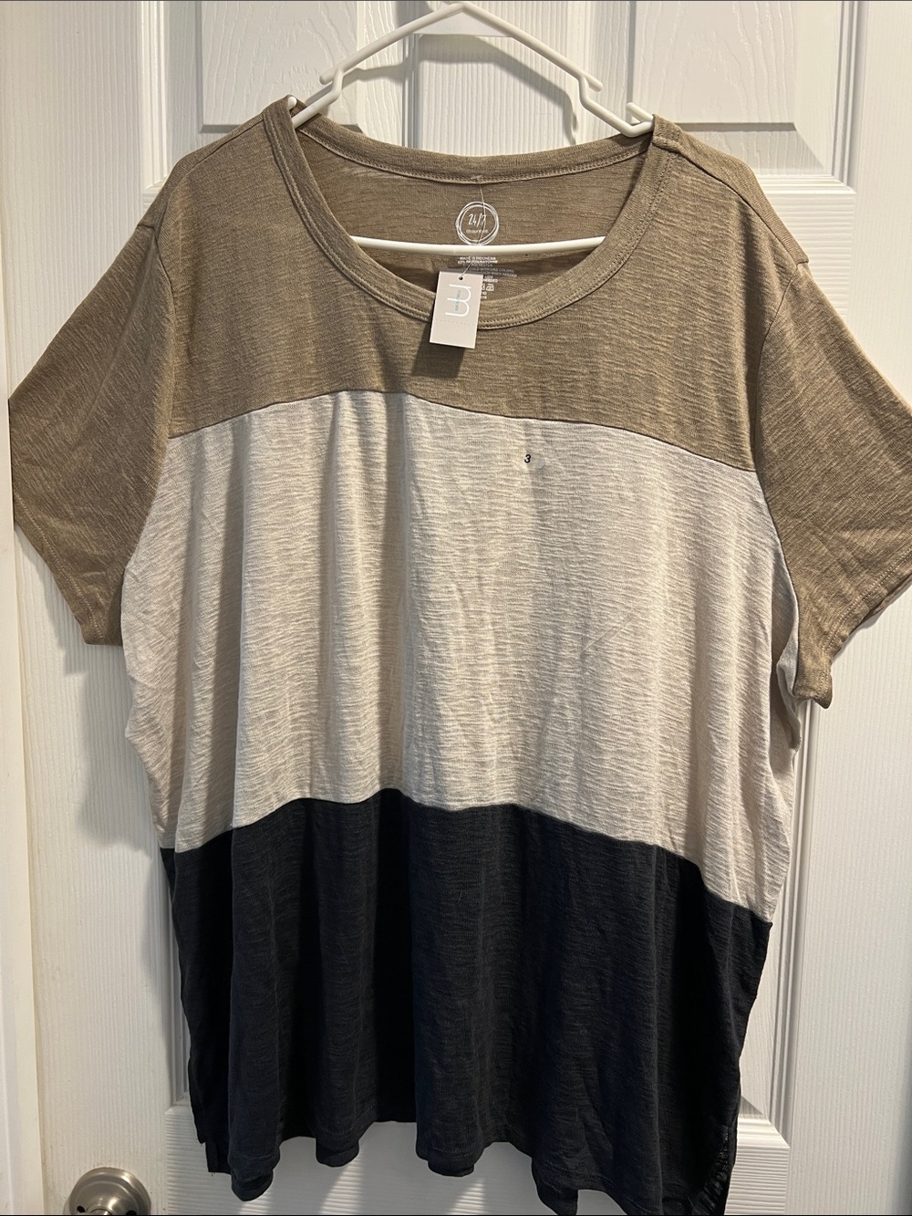 Maurice’s Colorblock Short Sleeve Women's Top - Taupe, Cream & Black